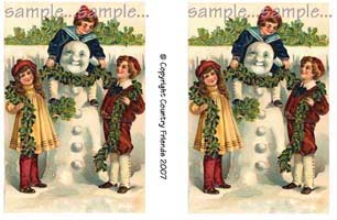 Tag 3 (Vintage Snowman and Kids)